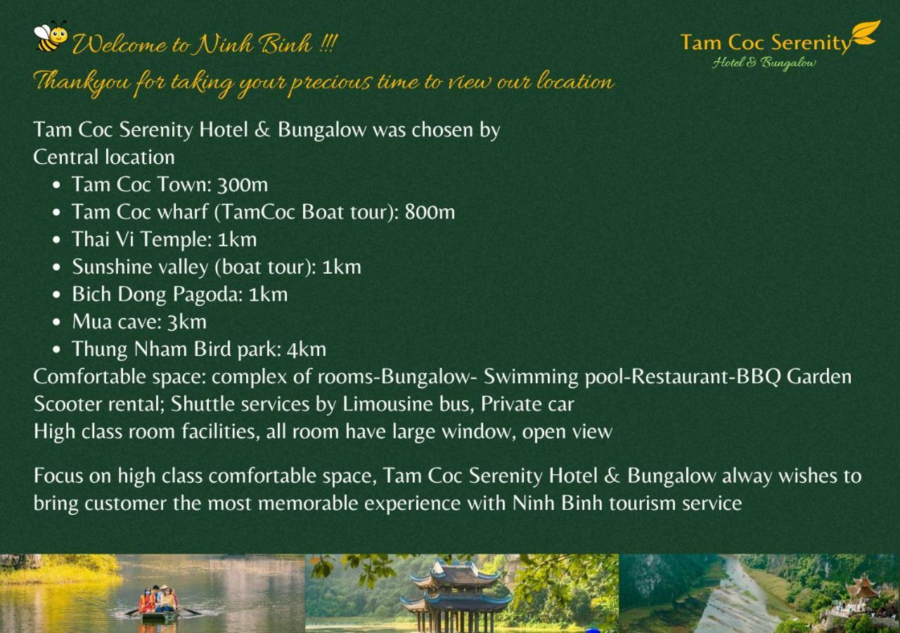 Tam Coc Serenity Hotel & Bungalow Ninh Binh Exterior foto
